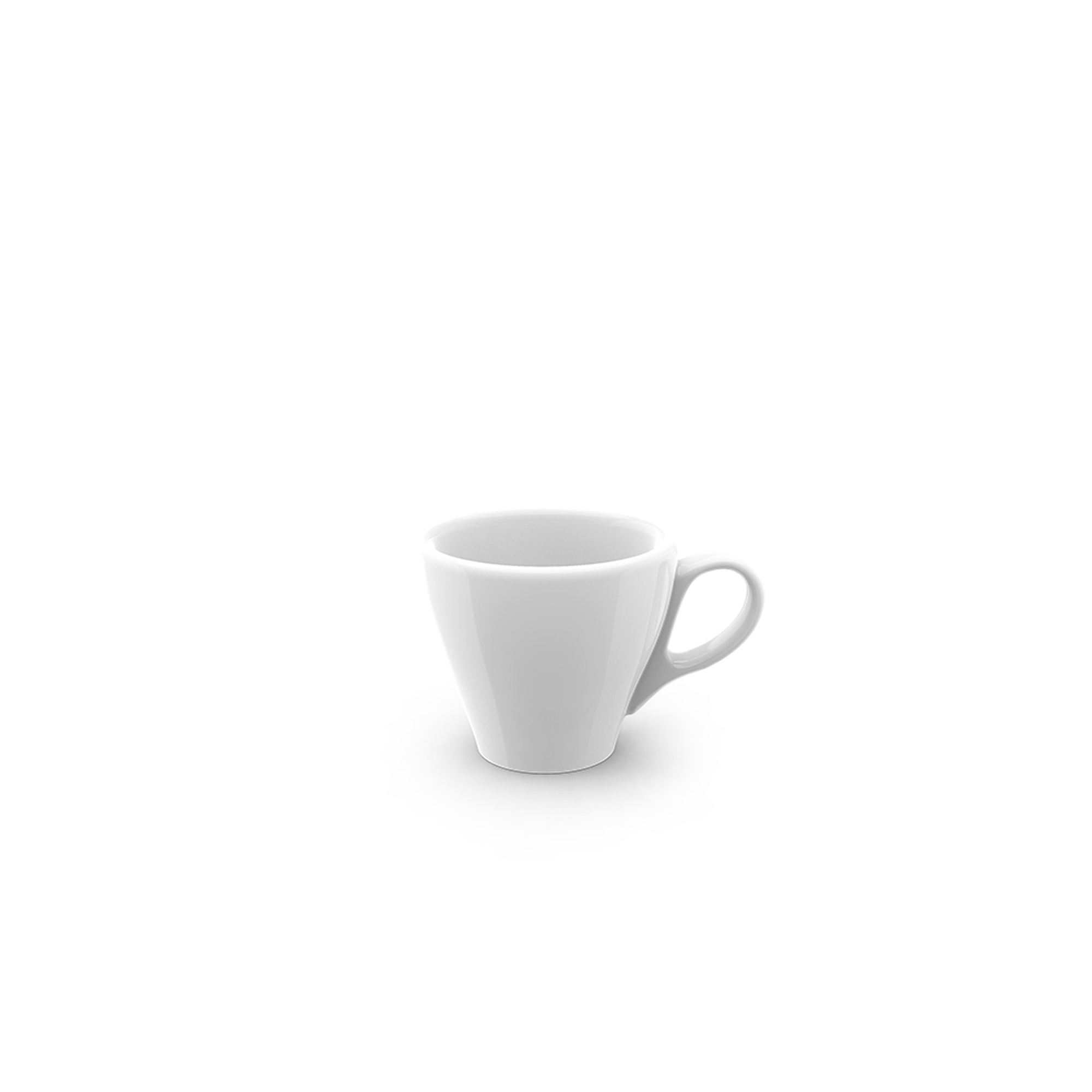 Eine weiße Obertasse für Espresso aus der Serie Classico mit 0,09 l Volumen. Das Produkt trägt den Namen 'Espresso Obertasse Classico 0,09 l Weiß Solid Colo'.