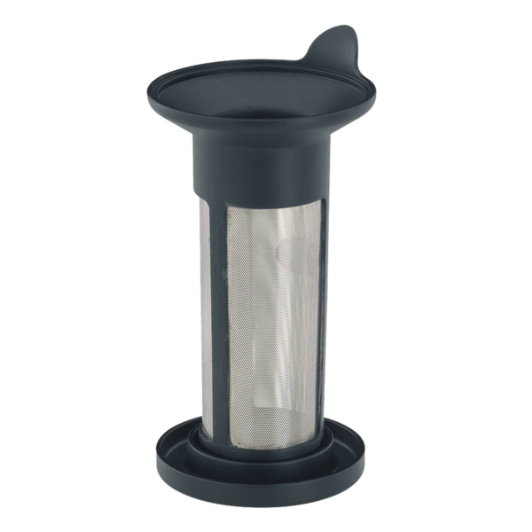 Ein kompakter Teefilter wird gezeigt. Dieser Filter ist für das Aufbrühen von Tee geeignet.