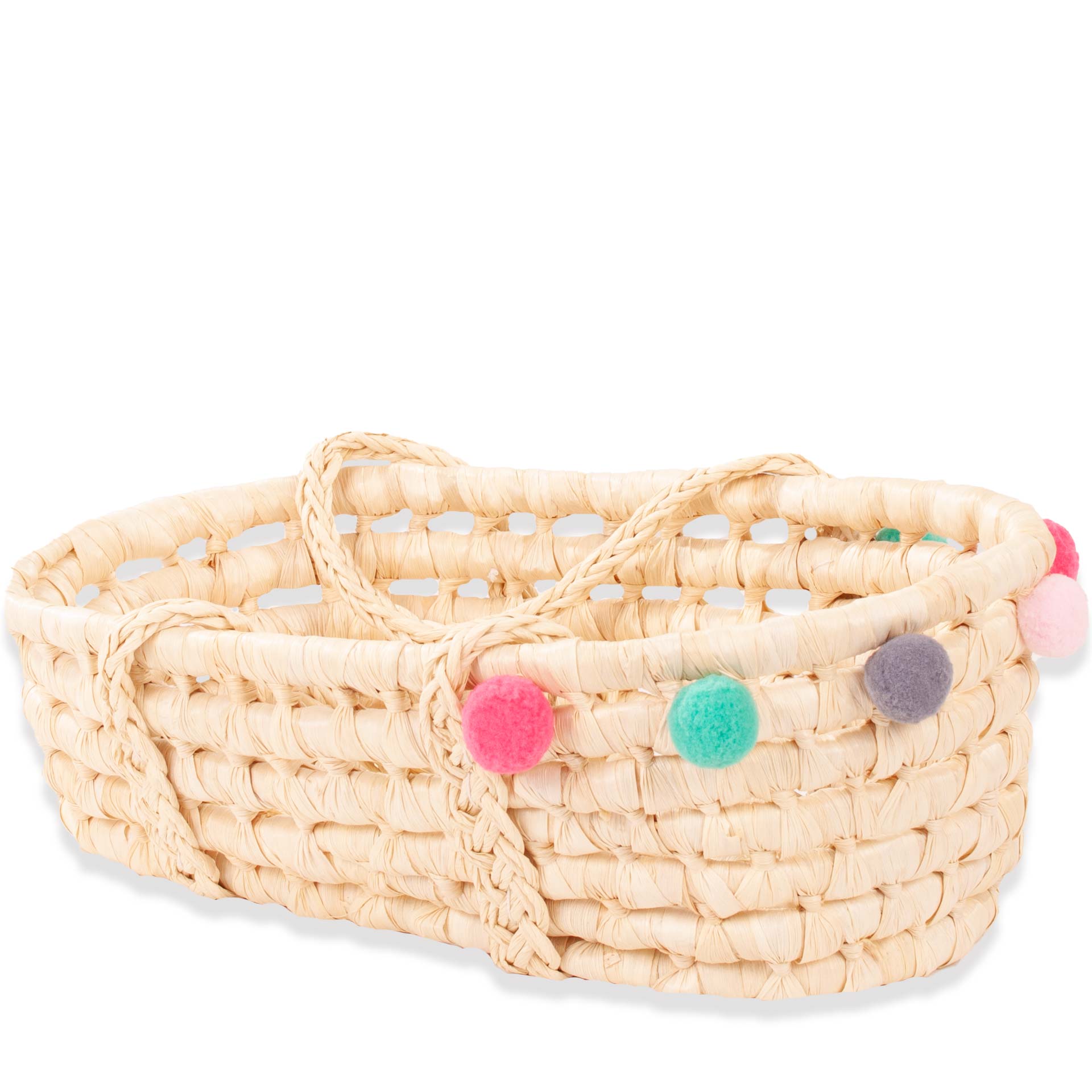 Hier ist ein Tragekorb mit dem Namen Bubbles zu sehen. Er eignet sich zum Transport von Puppen.