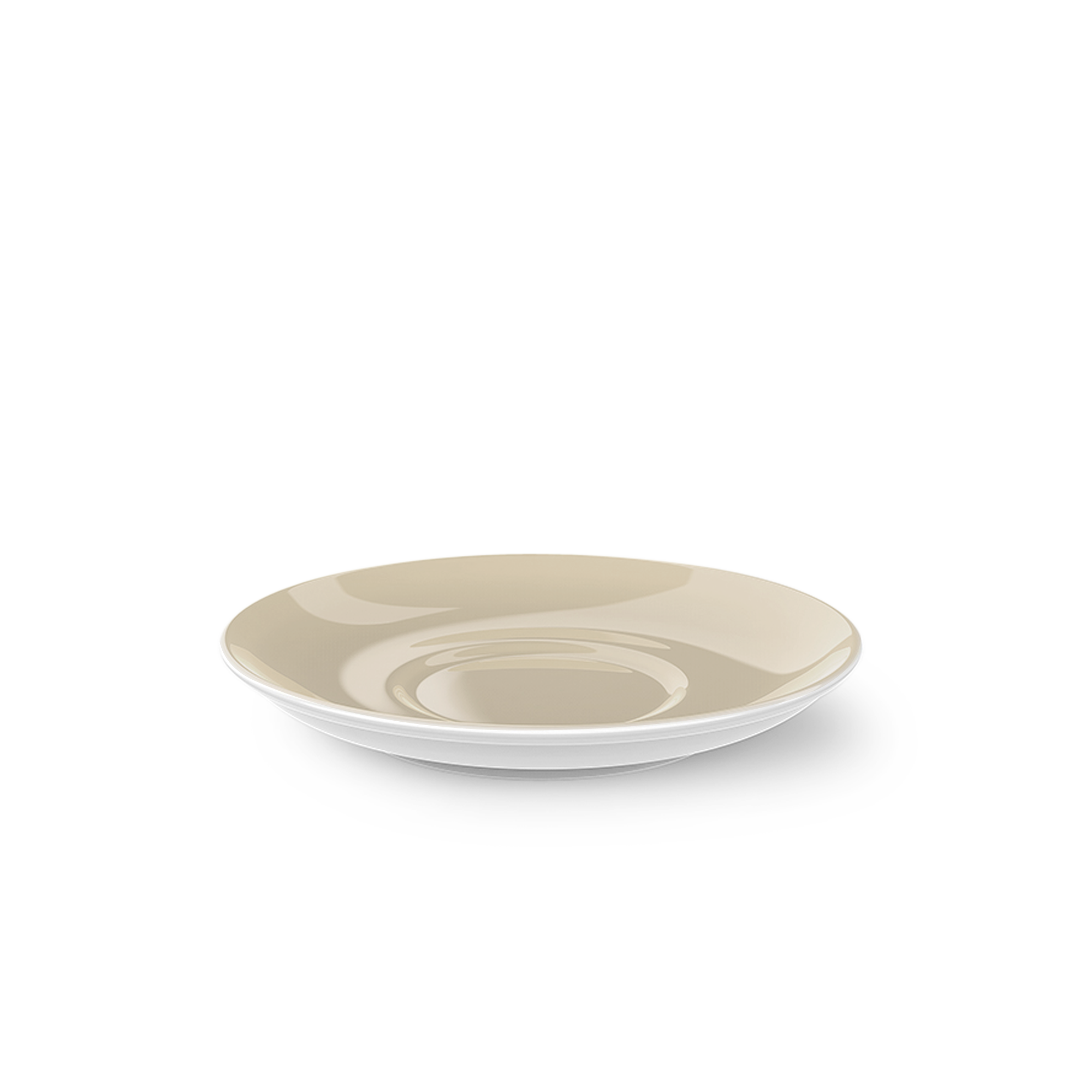 Dies ist eine Kaffee Untertasse in Sandfarbe mit einem Durchmesser von 14,5 cm. Sie stammt aus der Solid Color Kollektion.