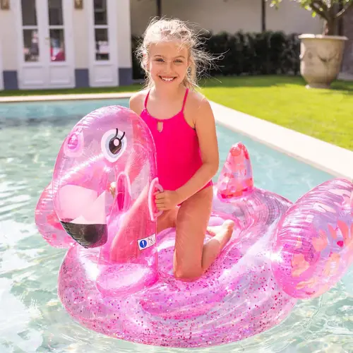 Reittier Flamingo transp. mit Giltter