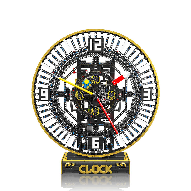 Das Bild zeigt das Produkt Mould King® 10160 Mechanische Uhr. Es handelt sich um eine mechanische Uhr aus Bausteinen.
