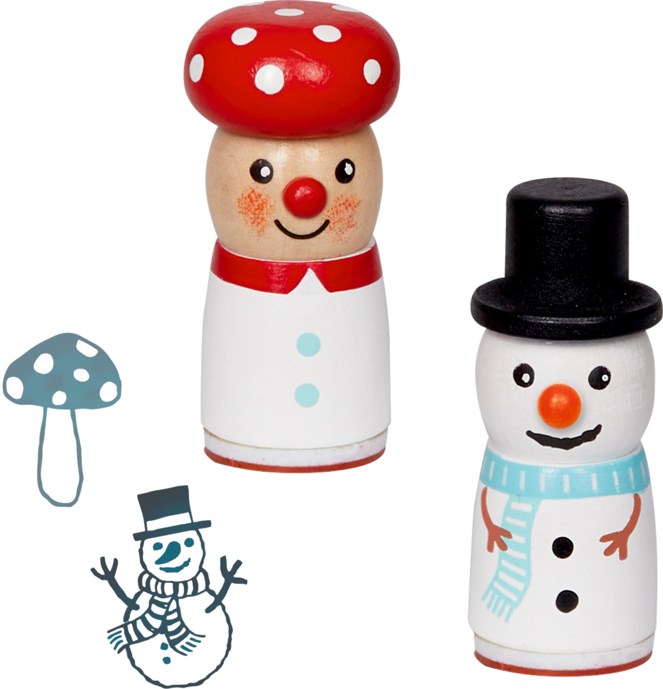 Der figürliche Holzstempel 'Bärenstarke Weihnachten!' ist auf dem Foto abgebildet. Der Stempel eignet sich besonders für weihnachtliche Bastelarbeiten.