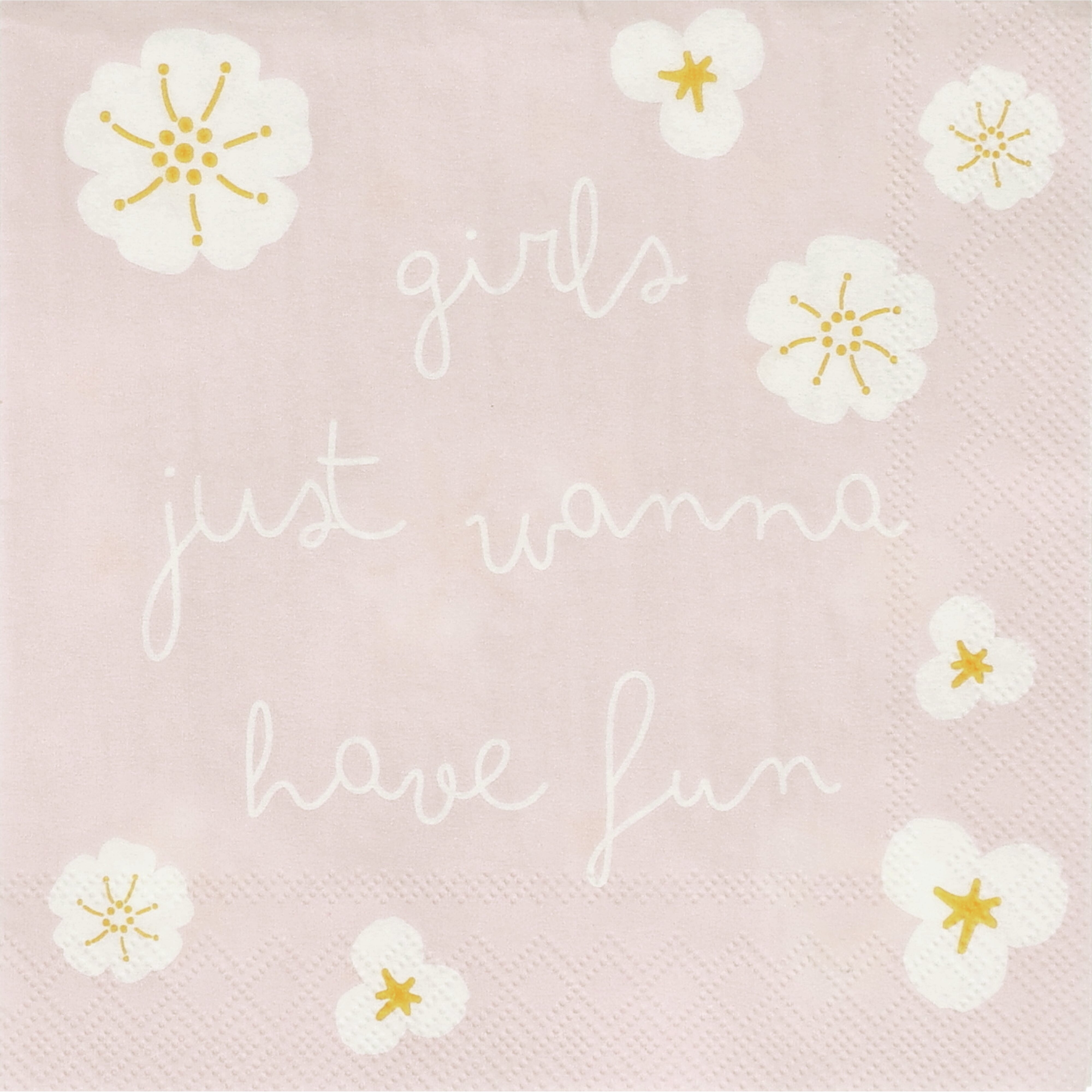 Cocktailserviette 25x25cm Girls Just Wanna Have Fu ist auf diesem Bild zu sehen. Es handelt sich um eine dekorative Cocktailserviette mit lustigem Spruch.