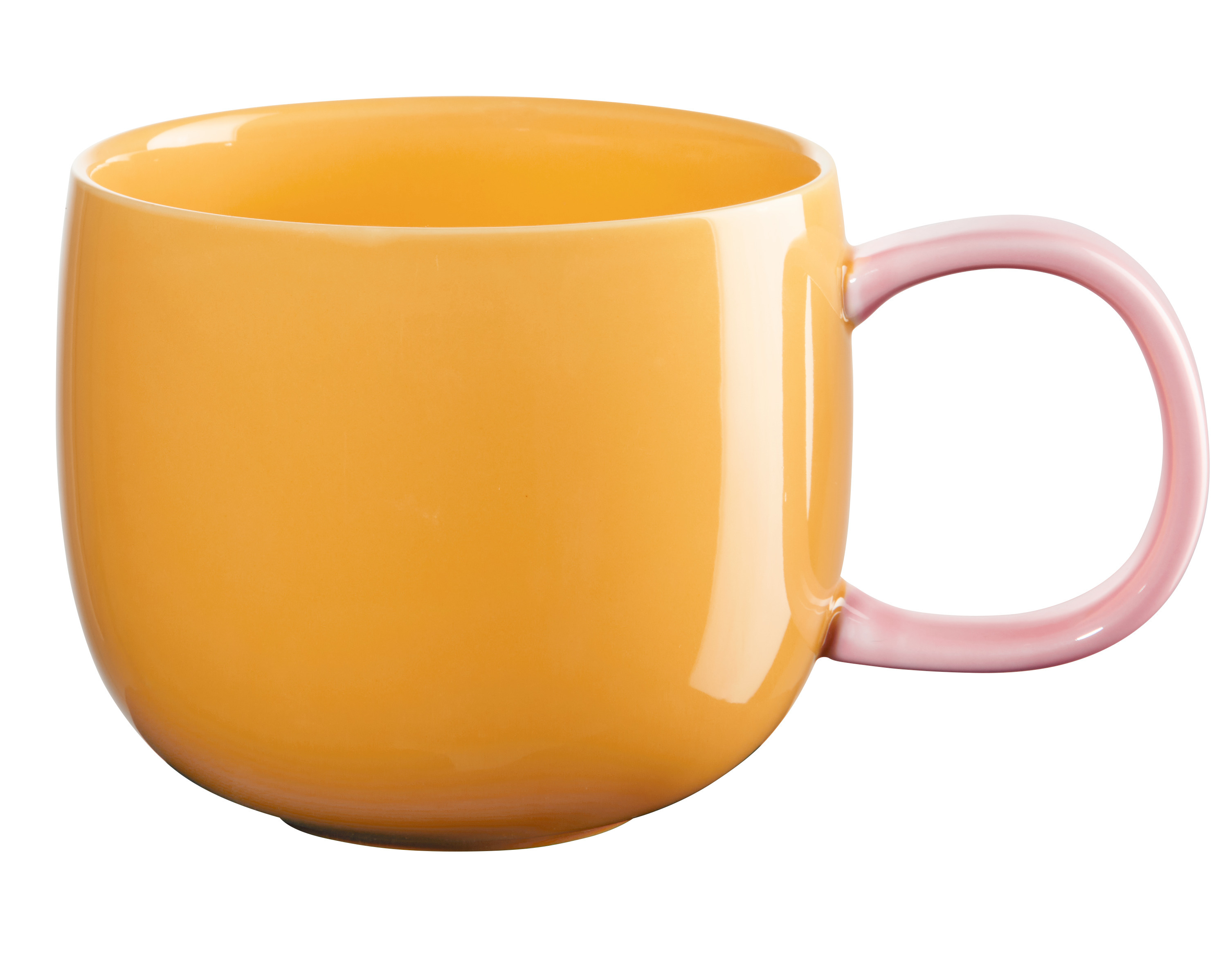 Dies ist ein Henkelbecher mit 400 ml Fassungsvermögen in der Farbe Passionsfrucht. Der Becher eignet sich ideal für heiße und kalte Getränke.