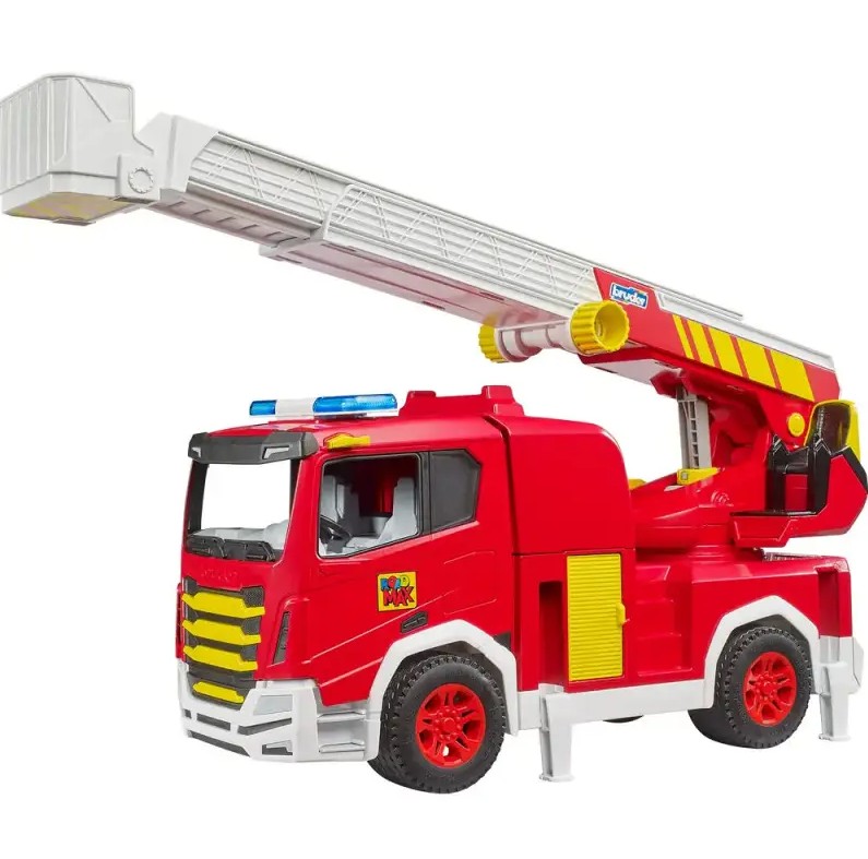 Die ROADMAX Feuerwehr-Drehleiter ist ein rotes Feuerwehr-Auto mit ausziehbarer Leiter. Das Fahrzeug hilft Kindern, spannende Feuerwehreinsätze nachzuspielen.