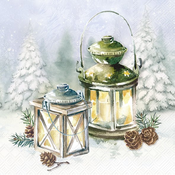 Servietten mit winterlichem Motiv zur Dekoration eines frosty Abends. Das Produkt heißt A Frosty Night Lunch-Servietten L1088700.