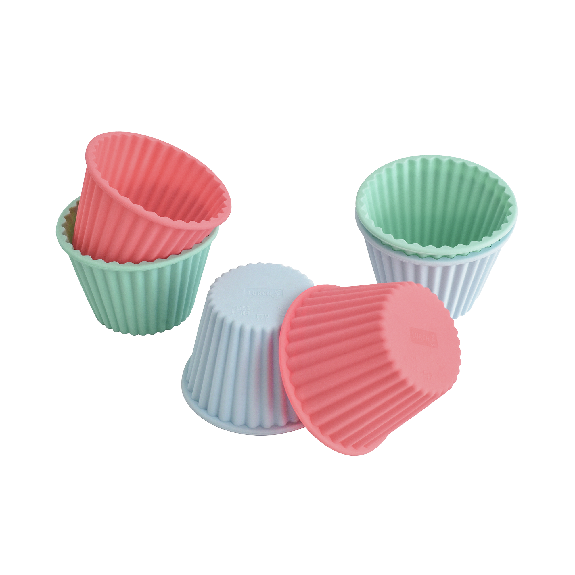 Dies ist das Flexiform XXL Muffin 6er Set PastelMix. Das Set eignet sich hervorragend zum Backen von großen Muffins in verschiedenen Pastellfarben.