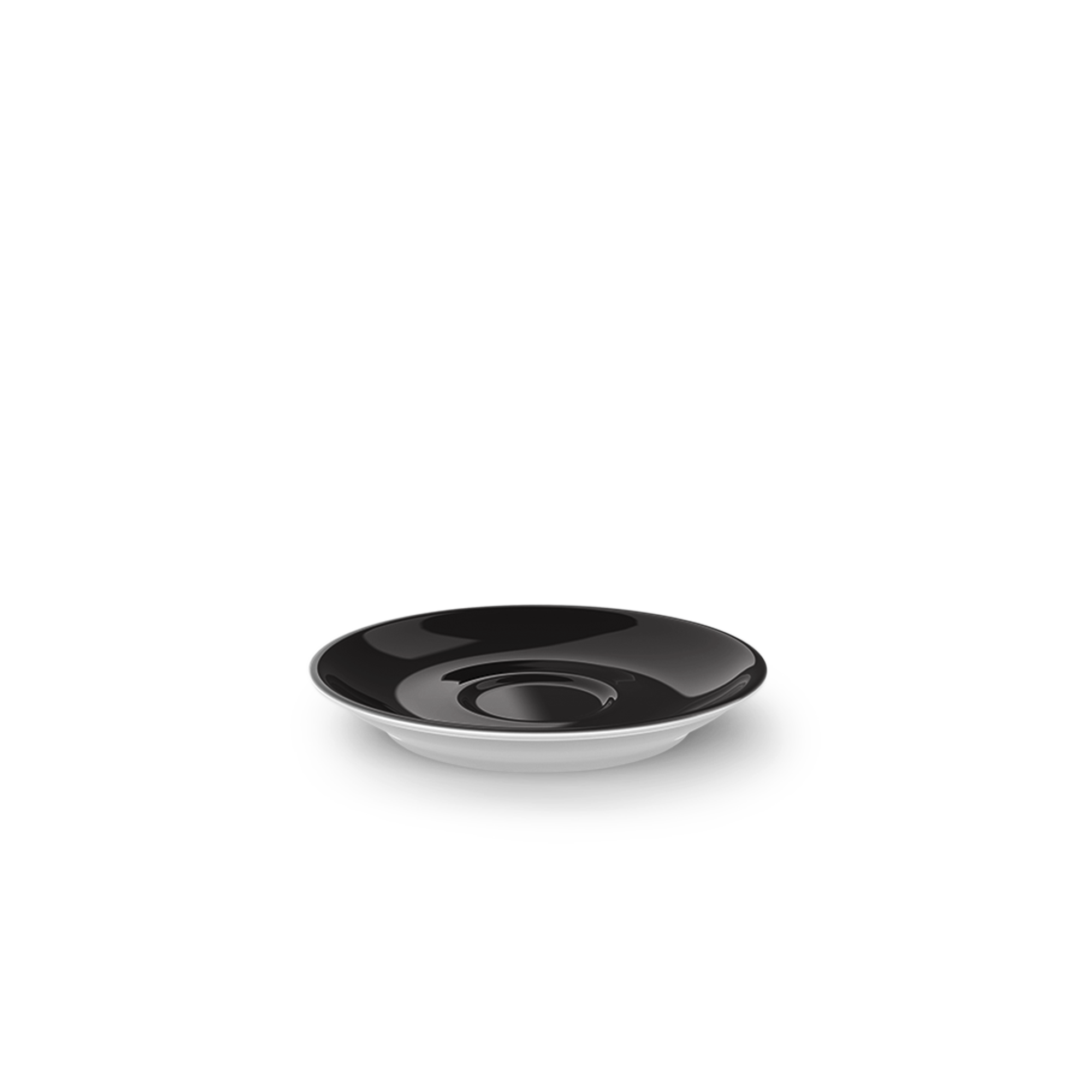 Espresso Untertasse Classico mit 12 cm Durchmesser in Schwarz. Die Untertasse passt zu klassischen Espressotassen.