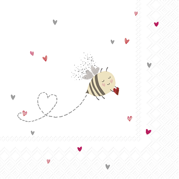 BEE MY VALENTINE red grey Lunch-Servietten L 98821
