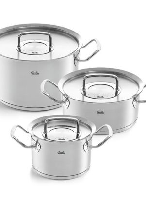 Gezeigt wird ein Produkt mit dem Namen Fissler. Es handelt sich wahrscheinlich um Kochgeschirr.