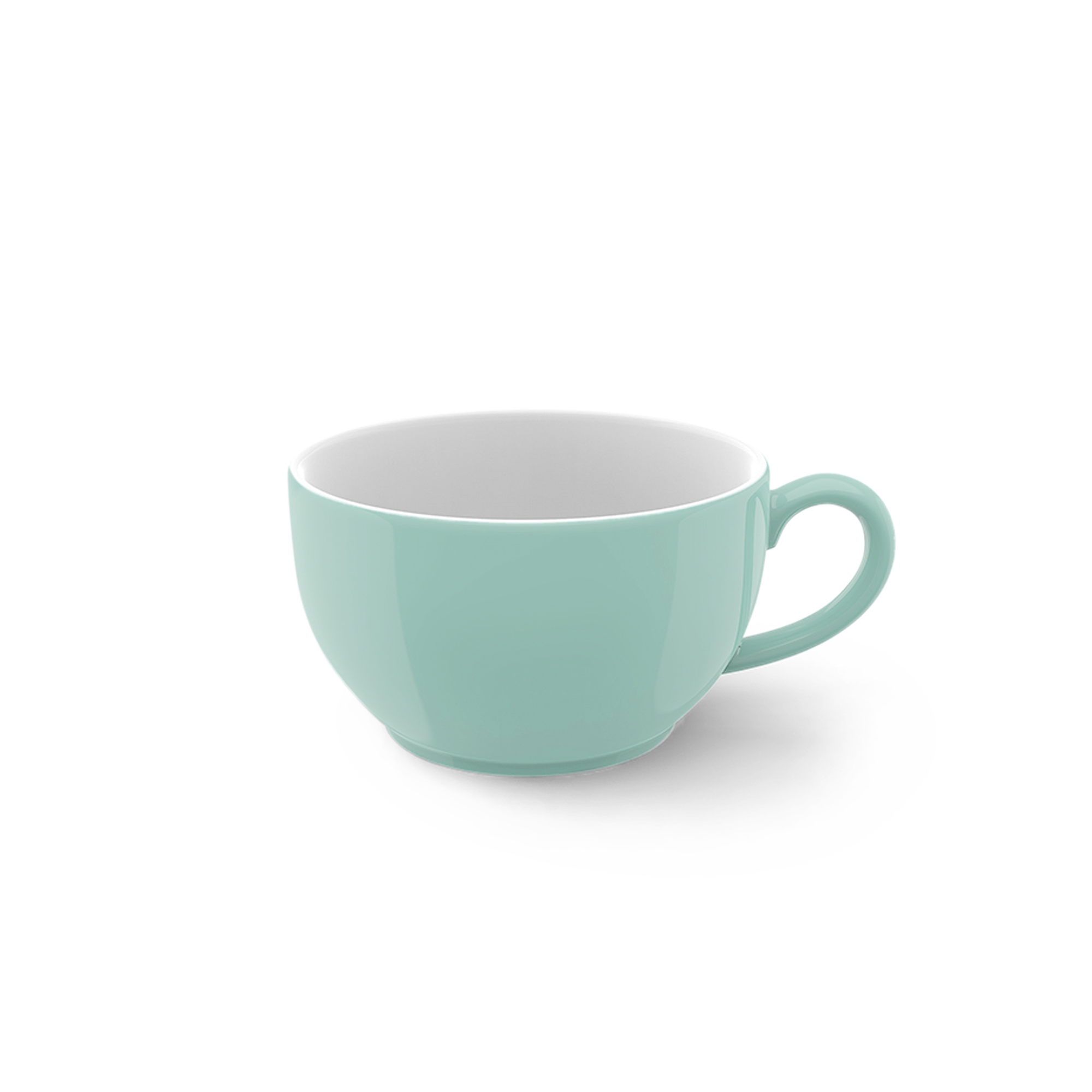 Abgebildet ist eine Cappuccino Obertasse mit einem Fassungsvermögen von 0,30 l in Türkis, Solid Color. Die Tasse ist für Cappuccino geeignet und hat ein modernes Design.