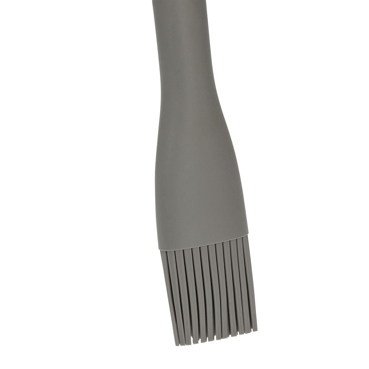 Auf dem Bild ist ein grauer Backpinsel Gripflex zu sehen. Der Pinsel hat einen ergonomischen Griff und flexible Silikonborsten.