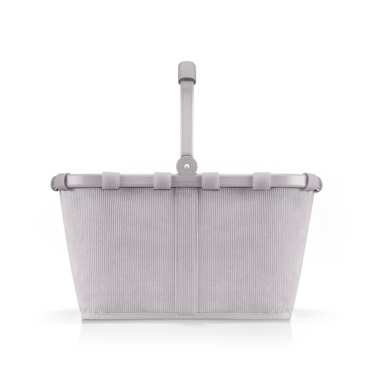 Der Carrybag Cord Grey Einkaufskorb ist ein moderner, grauer Einkaufskorb mit Henkel. Er besteht aus einem robusten Material und hat ein schlichtes, elegantes Design.