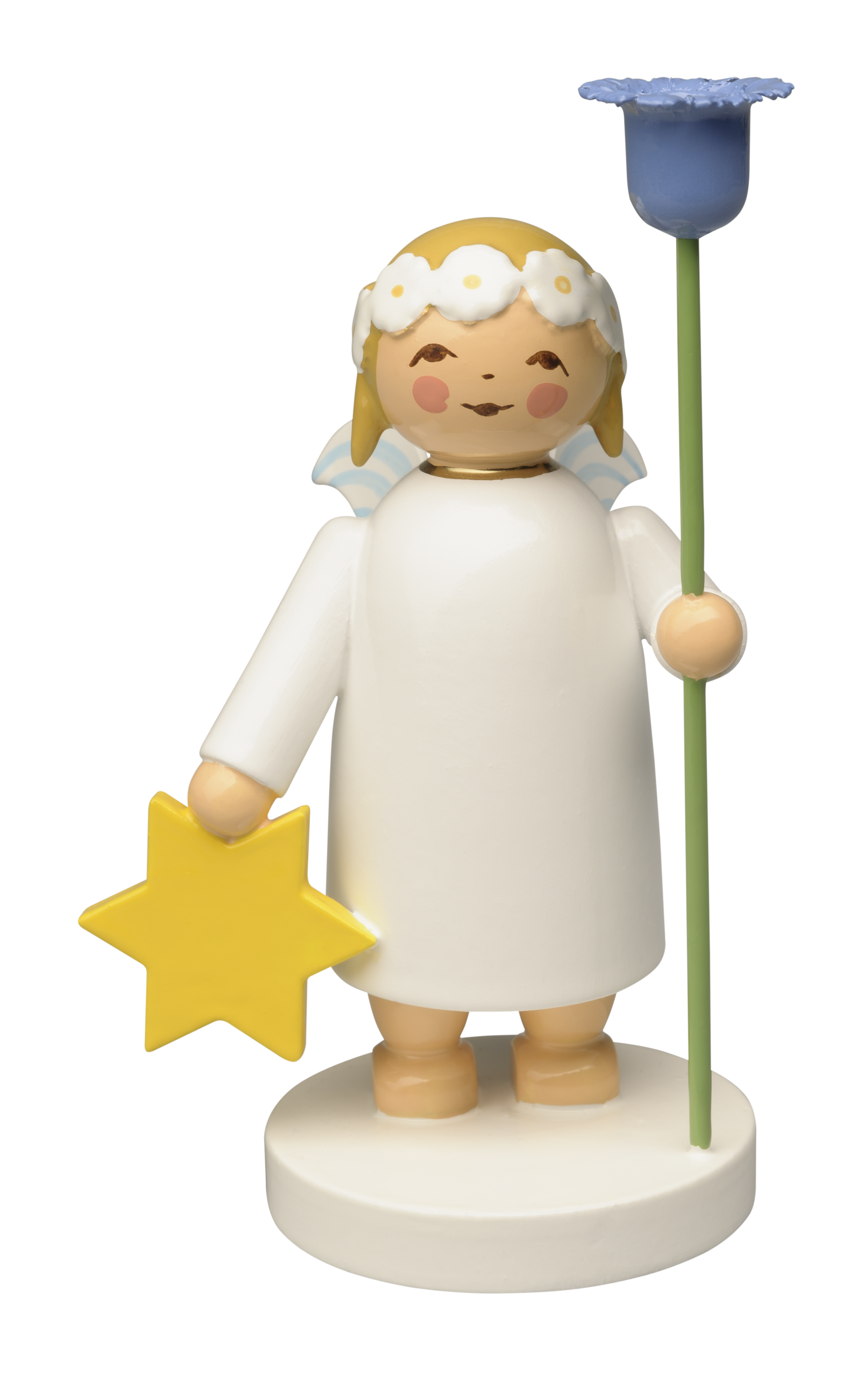 Ein mittelgroßer Margeritenengel ist abgebildet. Er hält eine Blume in den Händen.