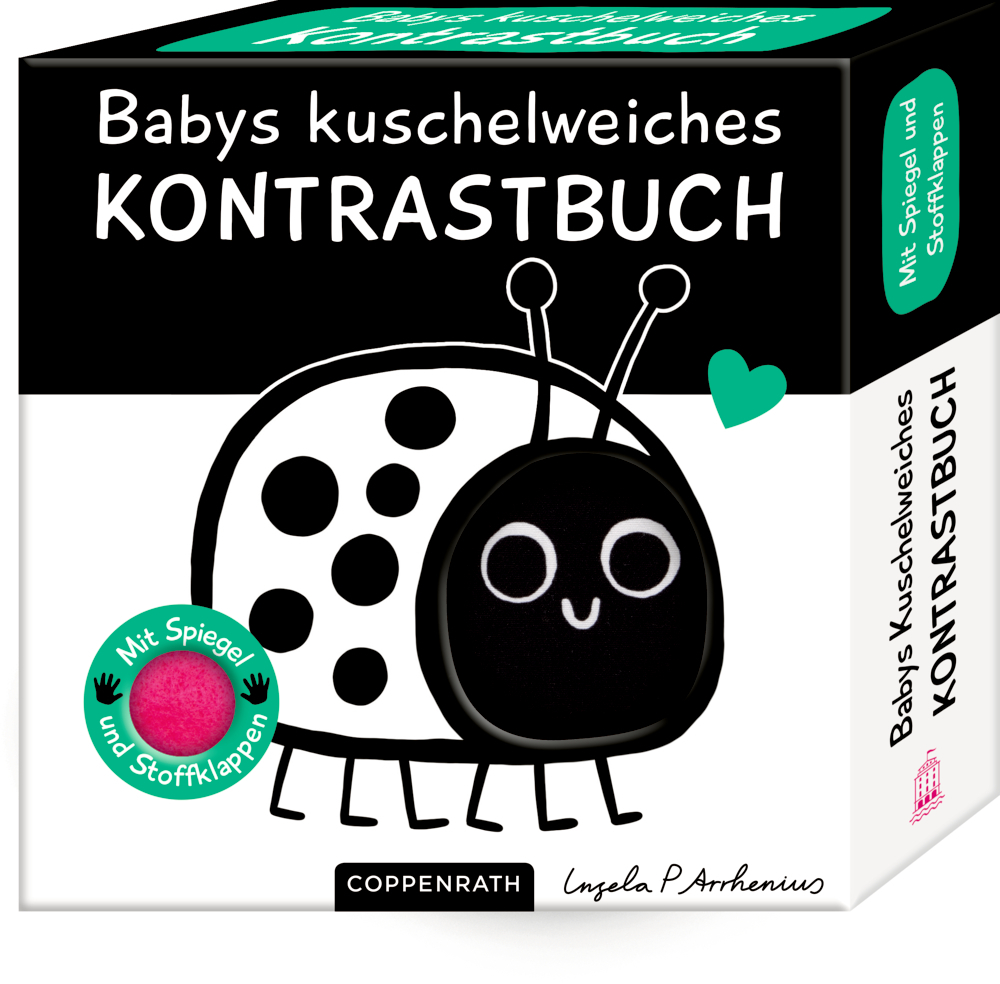 Das Bild zeigt das Produkt Kuschelw. Kontrastbuch 'Kuckuck kl. Käfer' (Fühle). Es handelt sich um ein kontrastreiches Buch mit Fühlelementen für Kinder.
