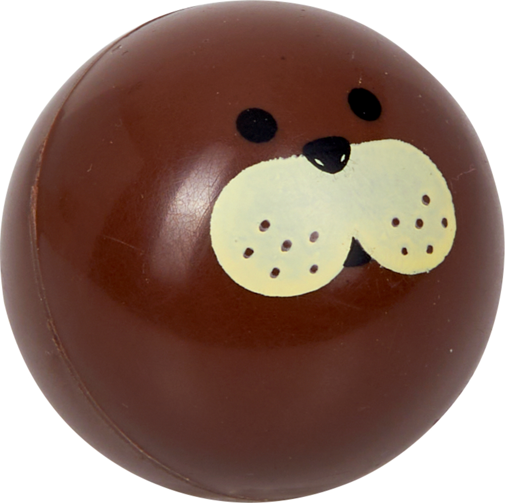 Das Produkt Winterzauber Im Weihnachtswald - Flummi ist hier aus einer anderen Perspektive abgebildet. Es handelt sich um einen traditionellen Springball mit Weihnachtsdesign.