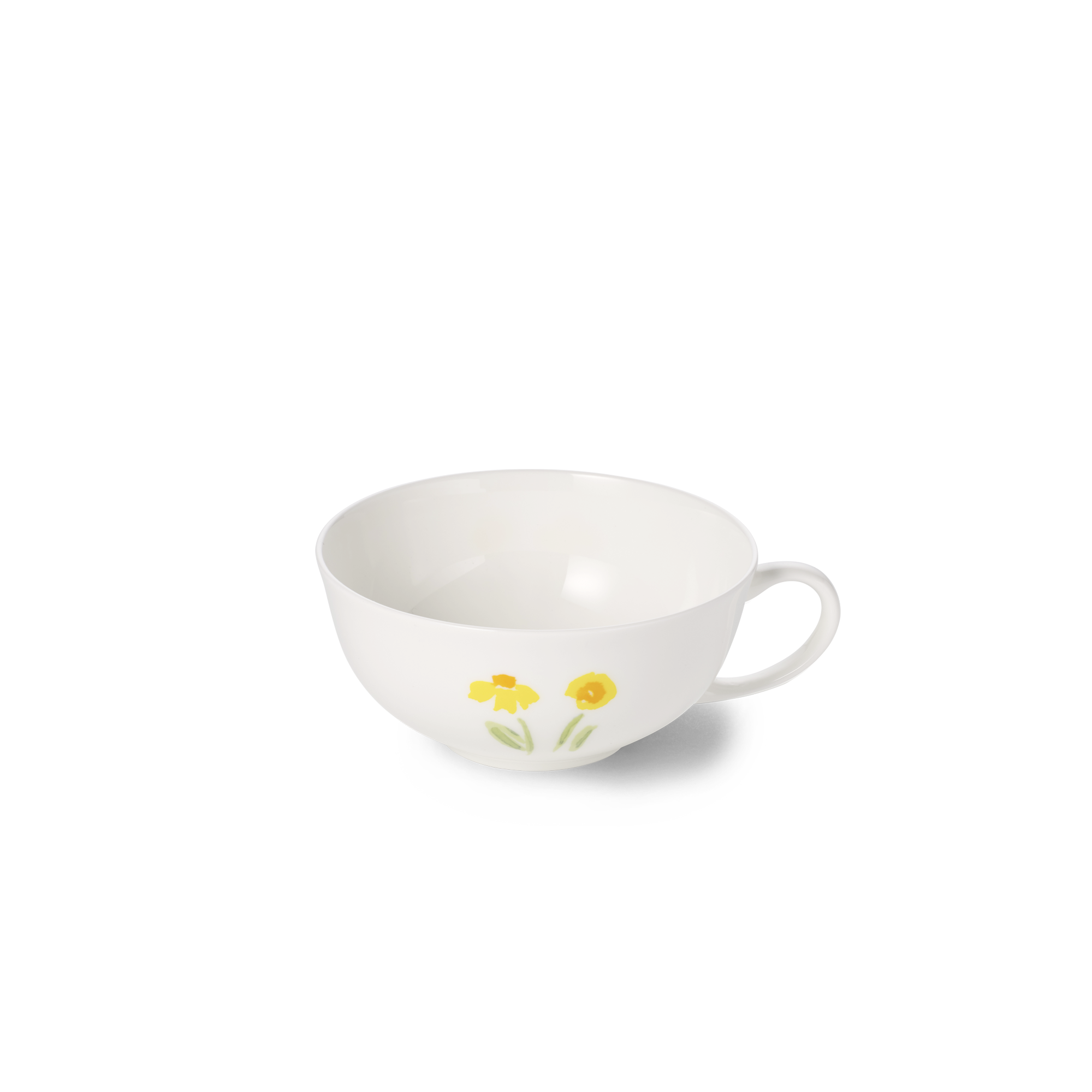 Tee Obertasse 0,20 l Impression Blume Gelb Fine Bo ist abgebildet. Die Tasse hat ein gelbes Blumenmuster und eignet sich für Tee.