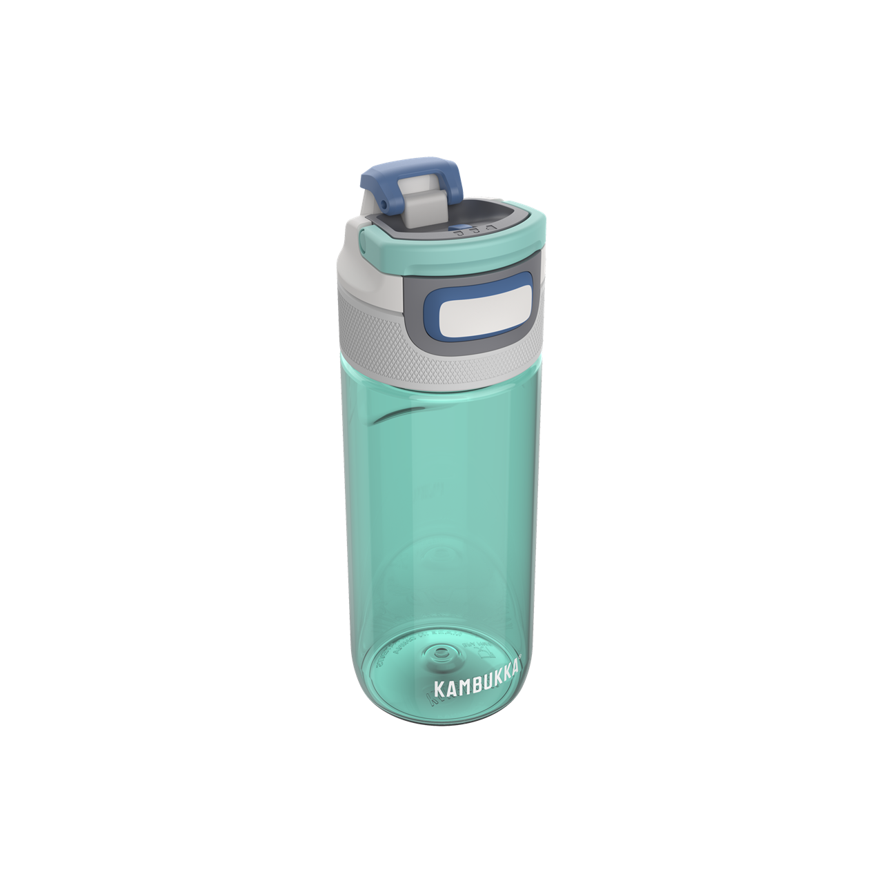 Die Abbildung zeigt die Trinkflasche Elton 0,5l in der Farbe Ice Green. Die Flasche hat einen türkisfarbenen Körper und einen grau-blauen Deckel.