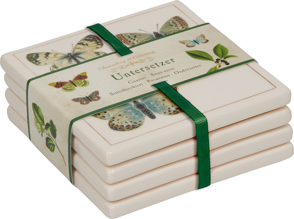 Untersetzer 4 sort. Augustina sind praktische sowie dekorative Untersetzer im Set. Sie schützen Oberflächen und haben verschiedene Designs.