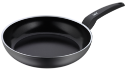 Die Abbildung zeigt die Stielpfanne Messino mit einem Durchmesser von 28 cm. Sie hat eine schwarze Antihaftbeschichtung und einen ergonomischen Griff.