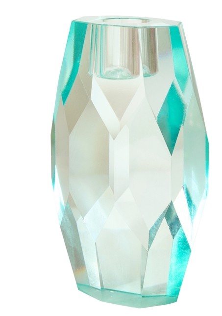 Kristallleuchter hellminze 12,5x5x7,5cm wird auf diesem Bild dargestellt. Der Leuchter hat eine frische hellminzgrüne Farbe und ein elegantes Design.