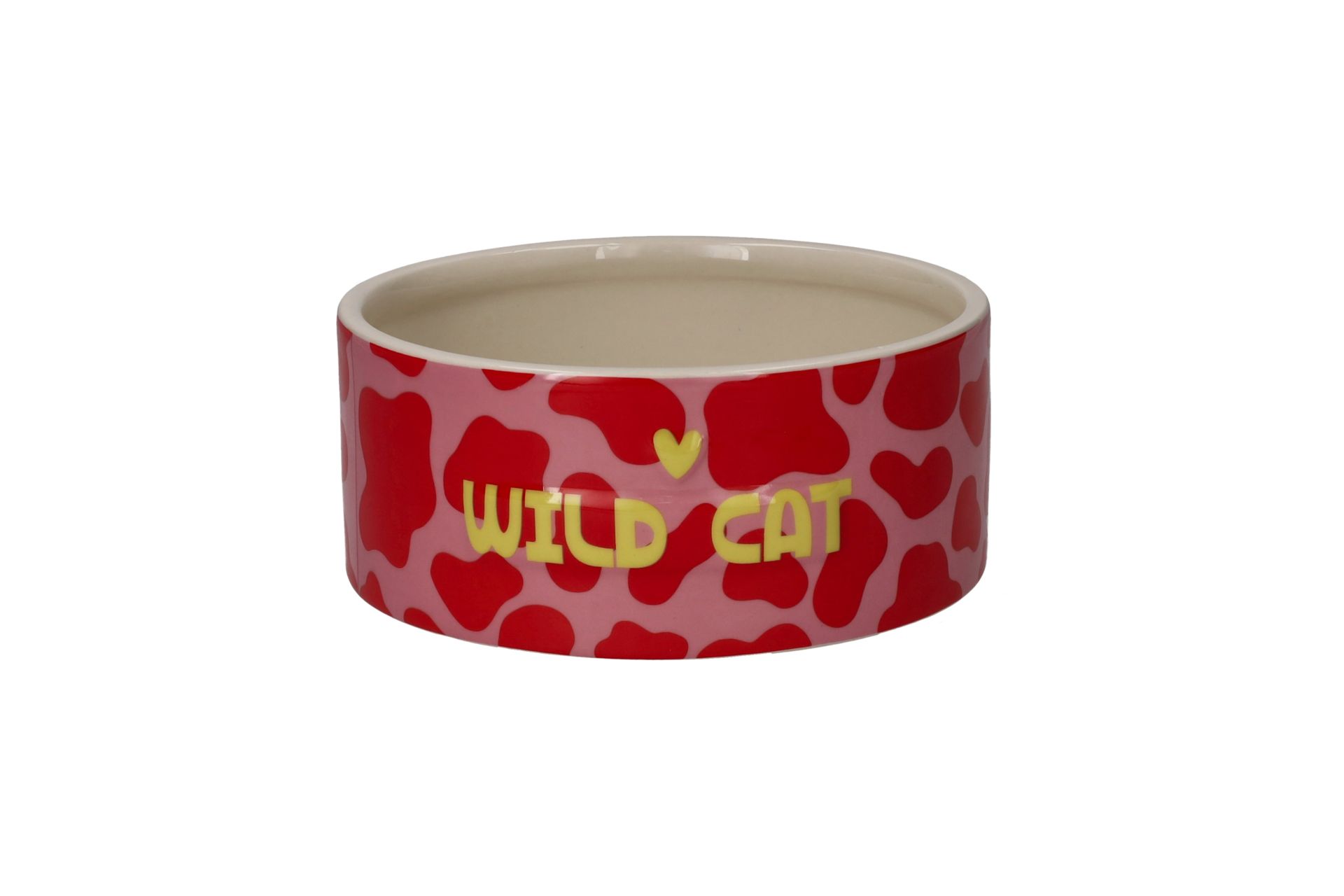 Love Pets, Futternapf, S, Motiv: Wild Cat, pink. Ein kleiner Futternapf für Haustiere mit Wildkatzen-Motiv.