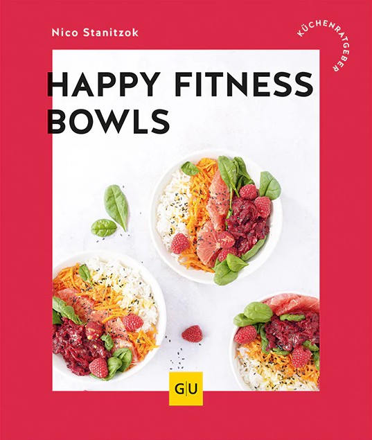 Happy FitnessBowls Küchenratgeber abgebildet. Dieses Buch bietet gesunde und kreative Bowl-Rezepte.