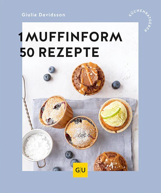 Auf dem Bild ist das Produkt '1 Muffinform - 50 Rezepte' abgebildet. Es bietet Rezepte für Muffins und Backideen.