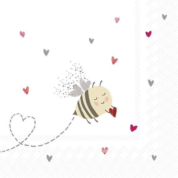 BEE MY VALENTINE red grey Cocktail-Servietten C 98