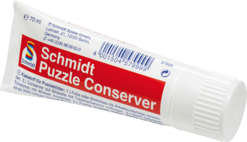 Dies ist eine Tube "Schmidt Puzzle Conserver". Sie wird verwendet, um Puzzlebilder haltbar zu machen.