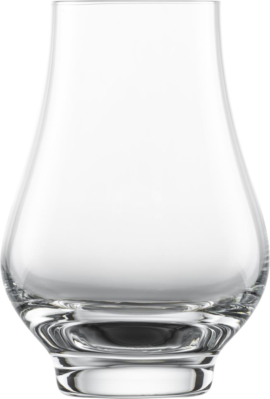 Das Bild zeigt ein klares Whiskyglas mit bauchiger Form und engem Rand. Es handelt sich um das Produkt "4er Whisky Nosing Bar Special 120".