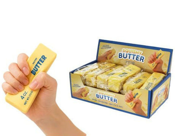 Das Bild zeigt einen 13 cm großen Squishy-Butter Slow Rise. Es handelt sich um einen weichen Knetartikel.