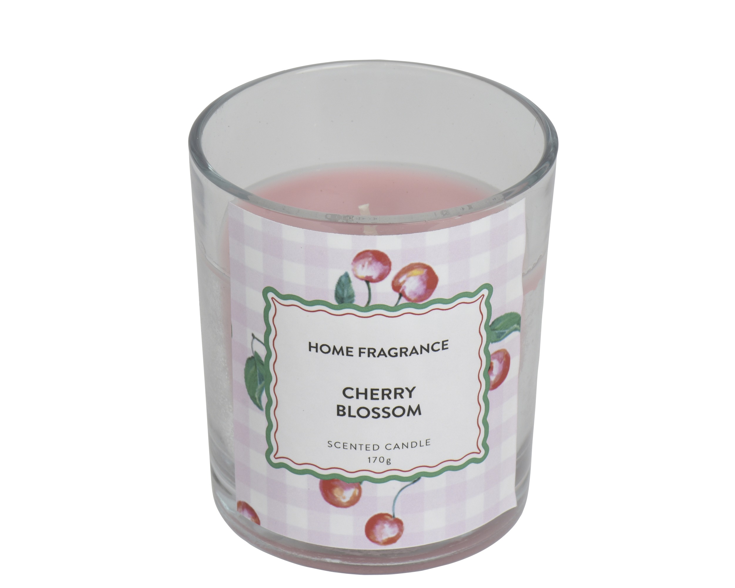 Das Foto zeigt eine Duftkerze aus Wachs in Hellrosa. Sie vermittelt einen frischen und angenehmen Eindruck.