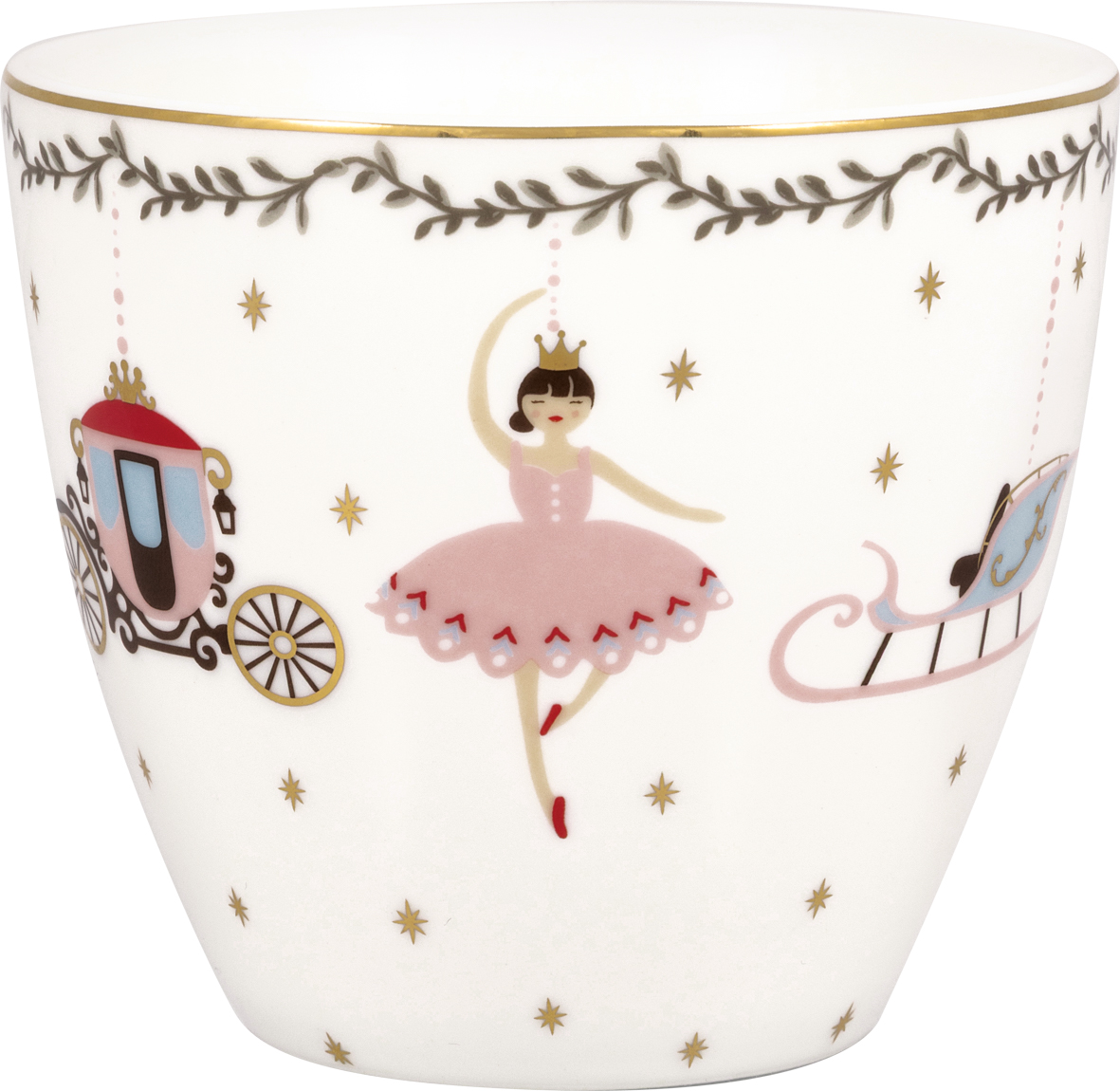 Abgebildet ist die Latte Tasse "Royal Christmas weiß". Diese Tasse ist speziell für die festliche Weihnachtszeit gestaltet.
