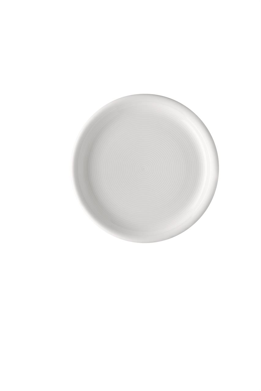 Auf dem Bild ist ein weißer Brotteller mit einem Durchmesser von 16 cm zu sehen. Der Teller hat ein schlichtes, modernes Design.