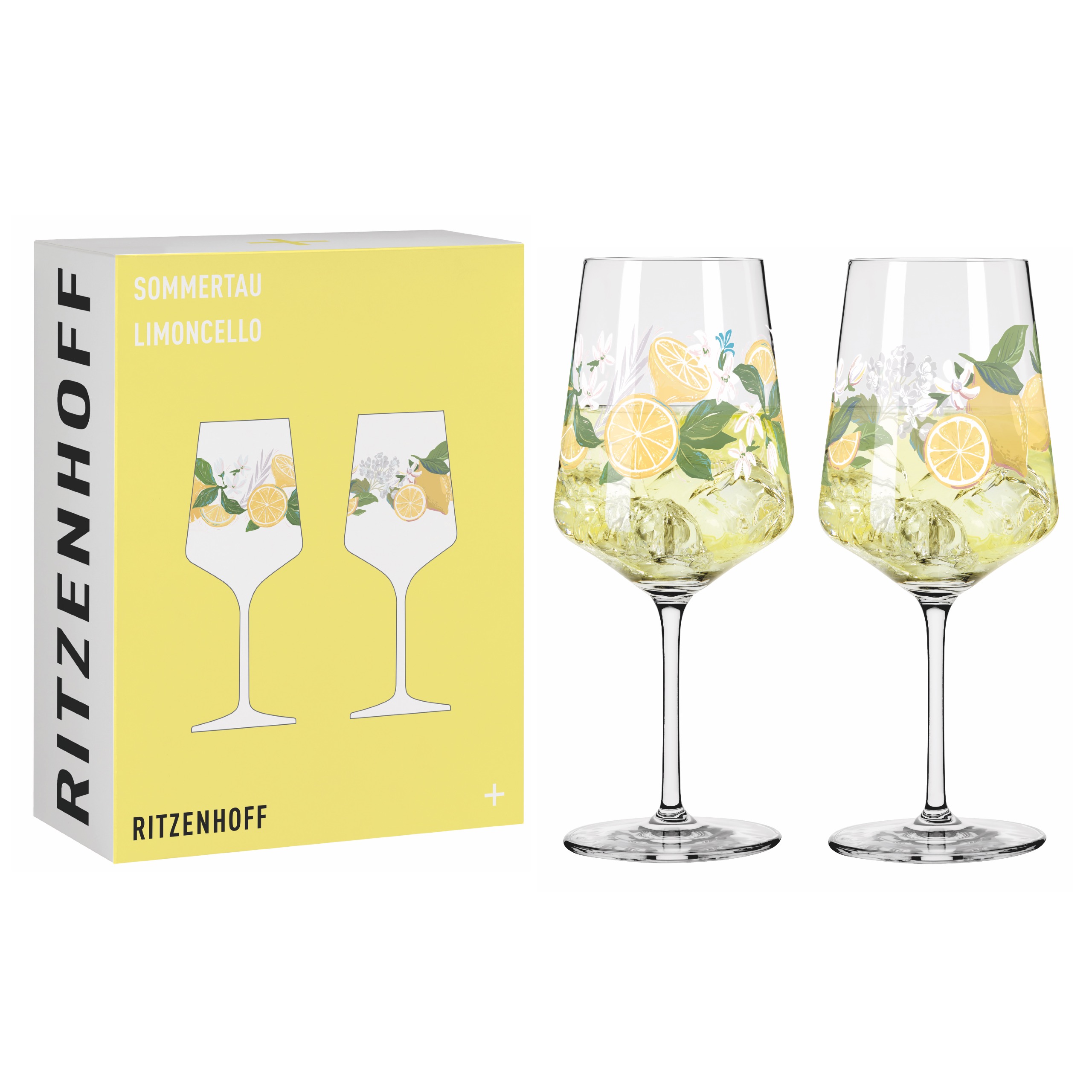 Hier sehen Sie das PROM Sommertau Limoncello 2er-Set F25. Das Set ist ideal für sommerliche Limoncello-Drinks.