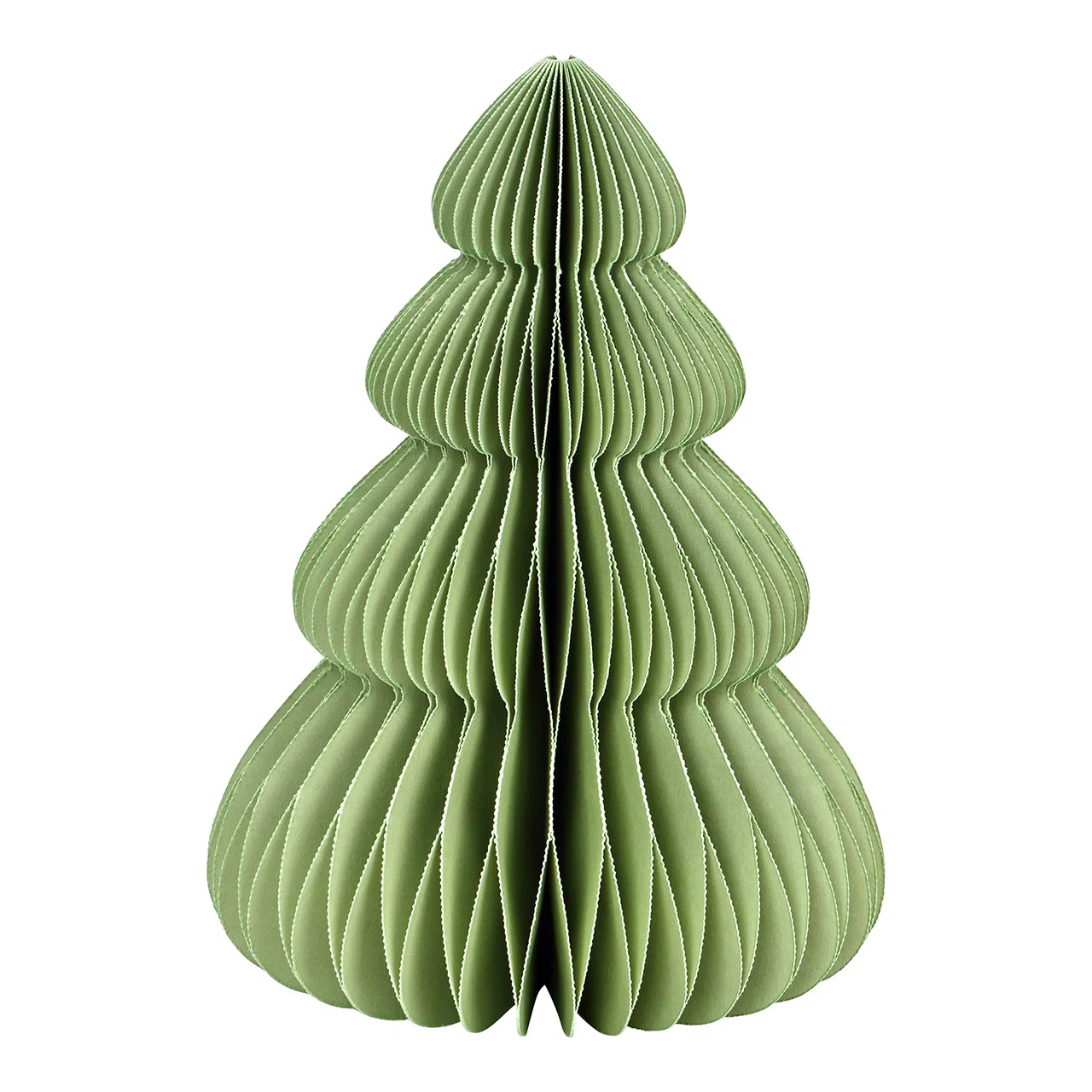 Zu sehen ist der Tannenbaum Honeycomb aus Papier und Pappe in Grün. Das Produkt hat die Maße B/H/T.