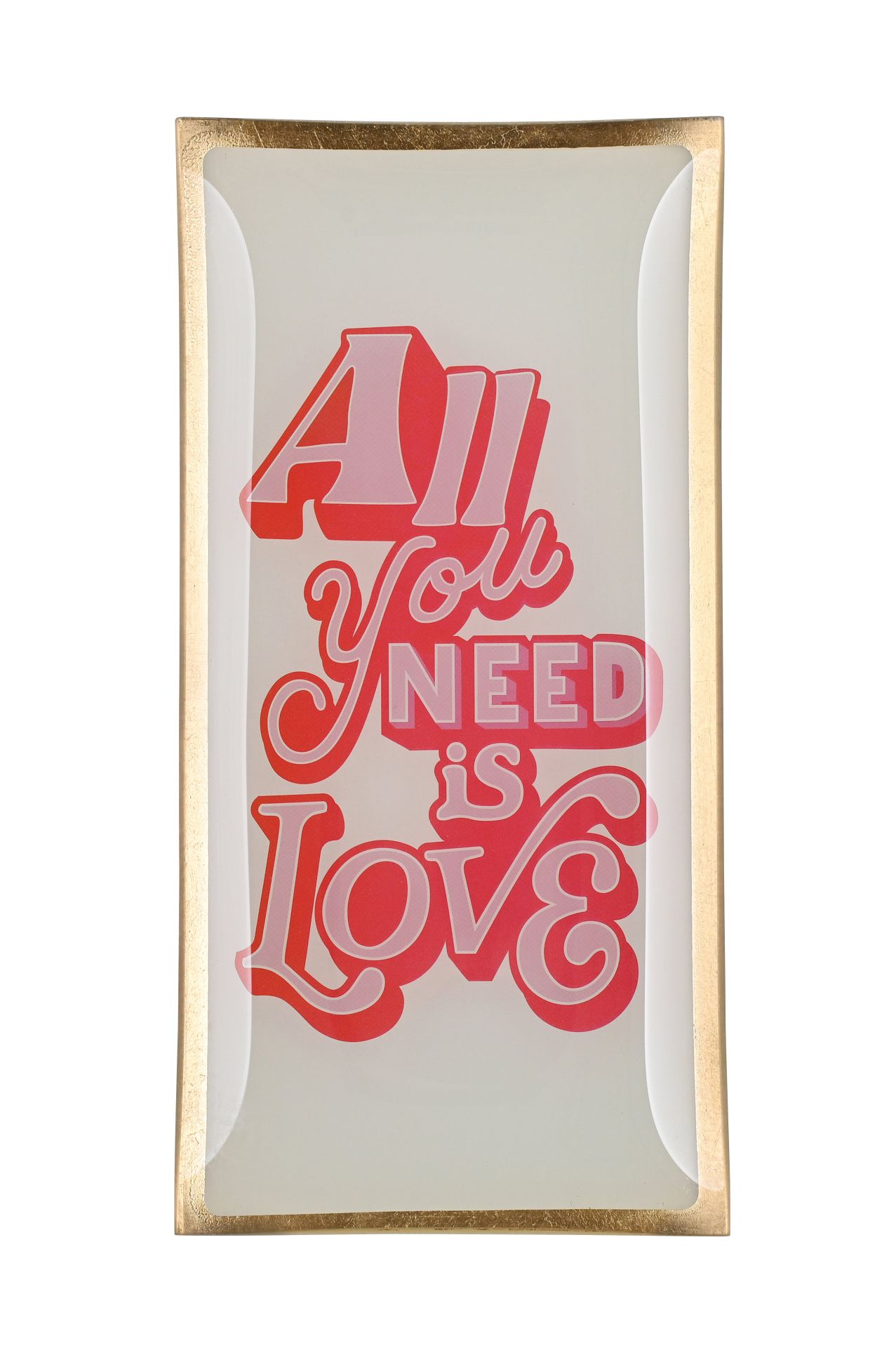 Großer Glasteller mit dem Motto 'All you need is Love'. Dieser Teller ist aus der Love Plates Serie.