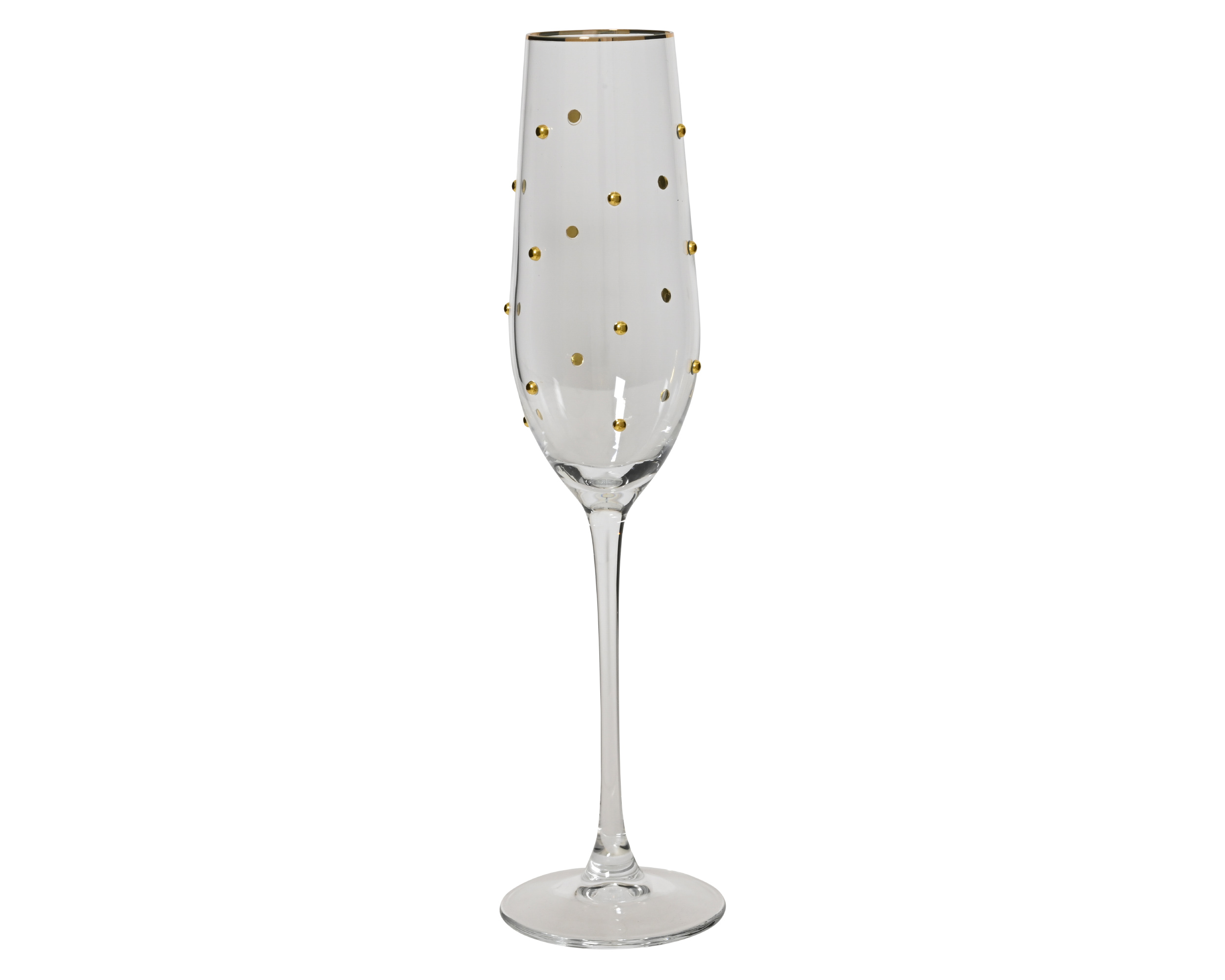 Das Bild zeigt ein Champagnerglas aus Glas. Es ist für festliche Anlässe und zum Servieren von Sekt geeignet.