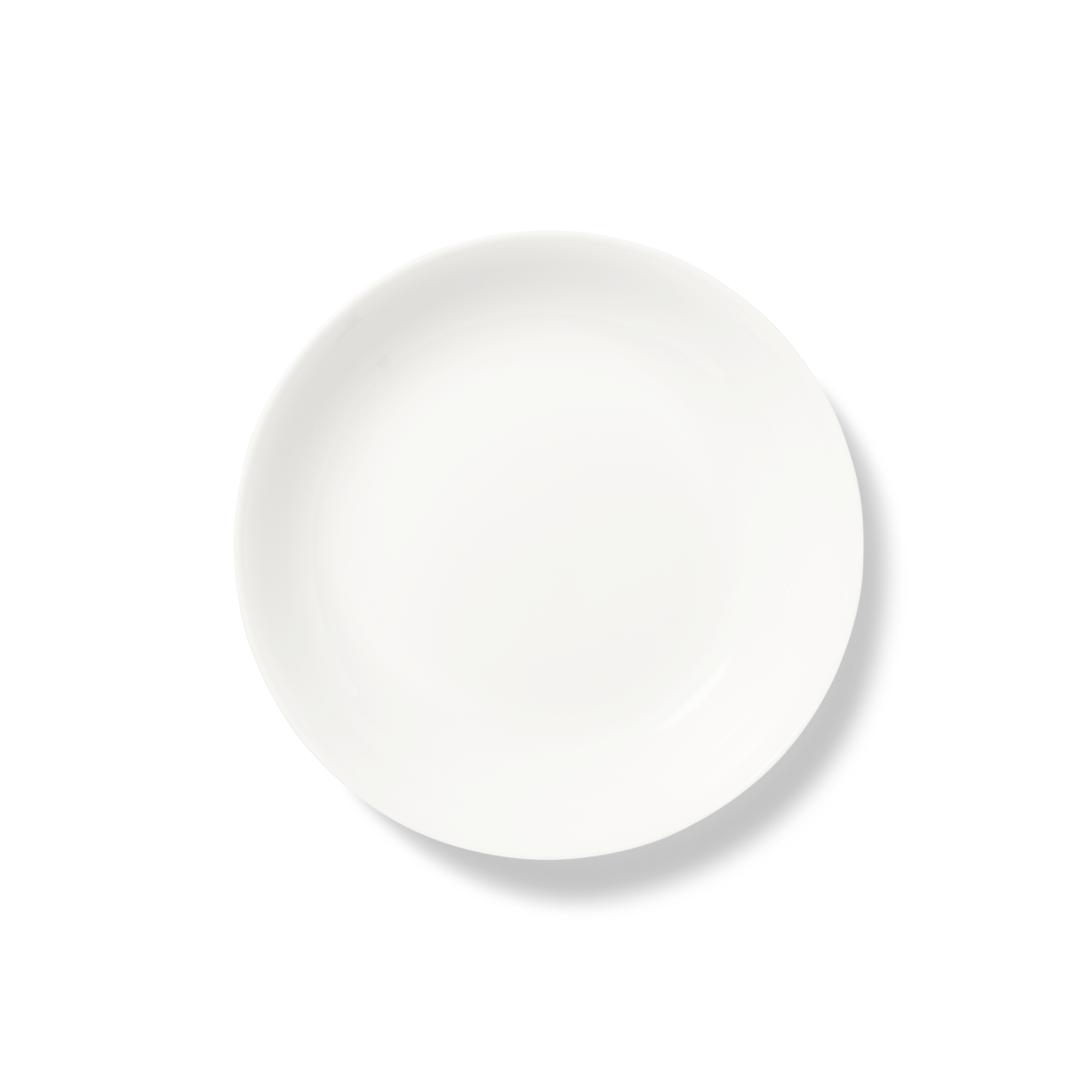 Dies ist ein tiefer Teller aus Fine Bone China in reinem Weiß. Er hat einen Durchmesser von 22,5 cm.