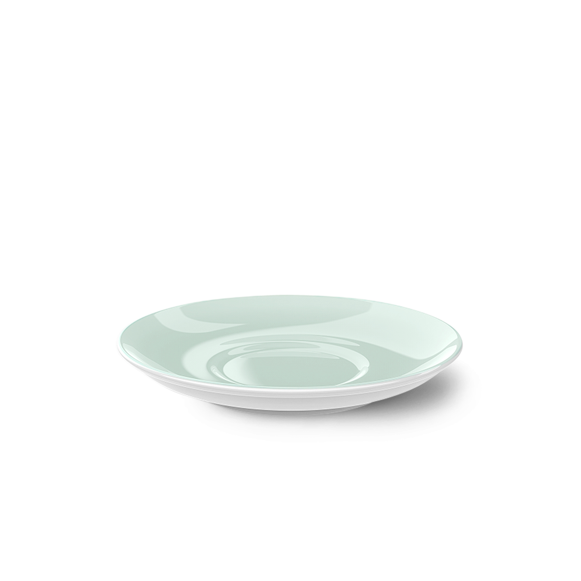 Zu sehen ist eine Kaffee Untertasse mit einem Durchmesser von 14,5 cm in Mint Solid Color. Das Design ist schlicht und in der Farbe Mint gehalten.