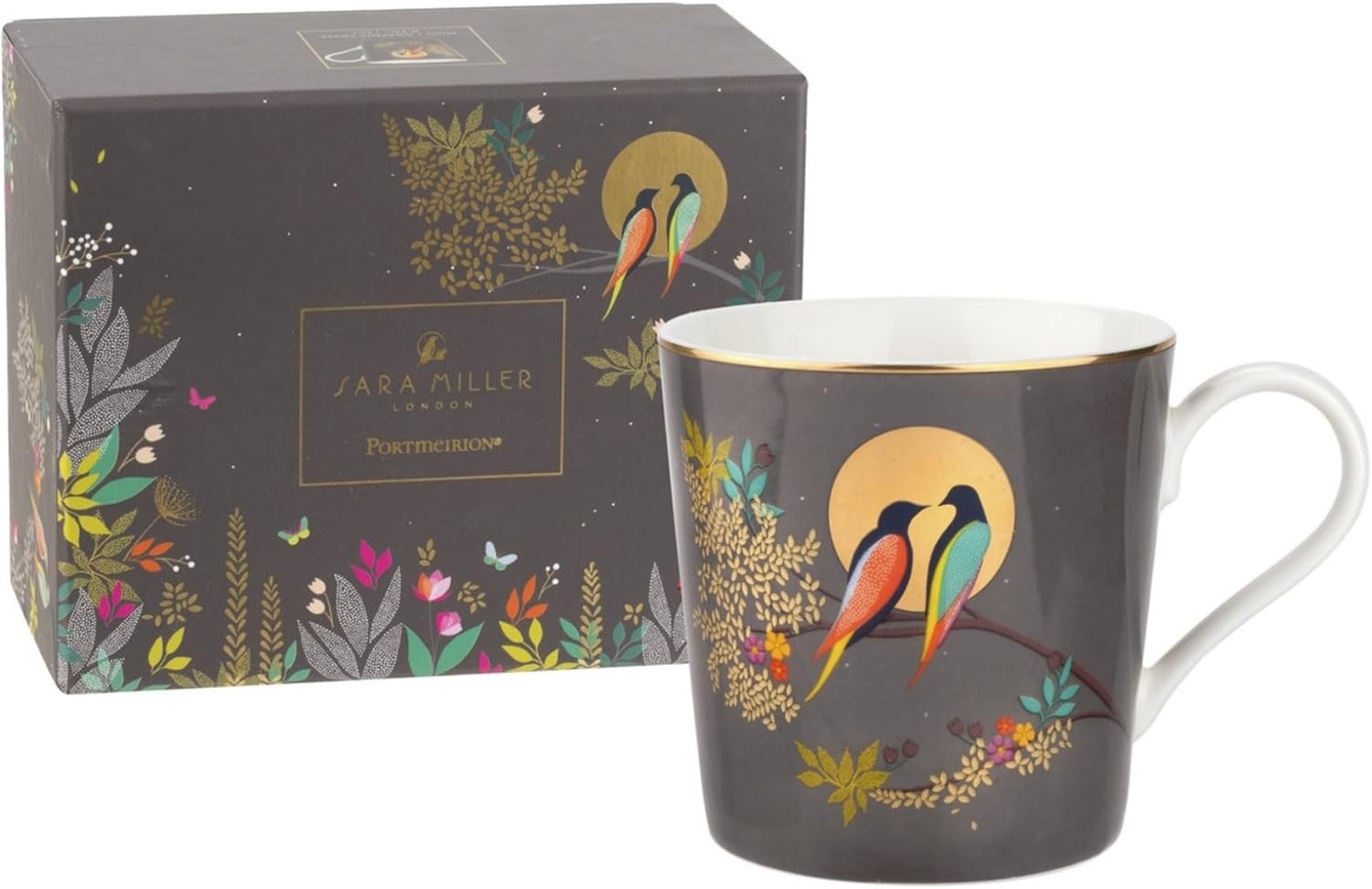 Hier ist das Produkt 'Mug 0,34L Chelsea dark grey Collection Sara Miller' zu sehen. Diese Tasse ist in der Farbe Dunkelgrau aus der Chelsea-Kollektion von Sara Miller gestaltet.