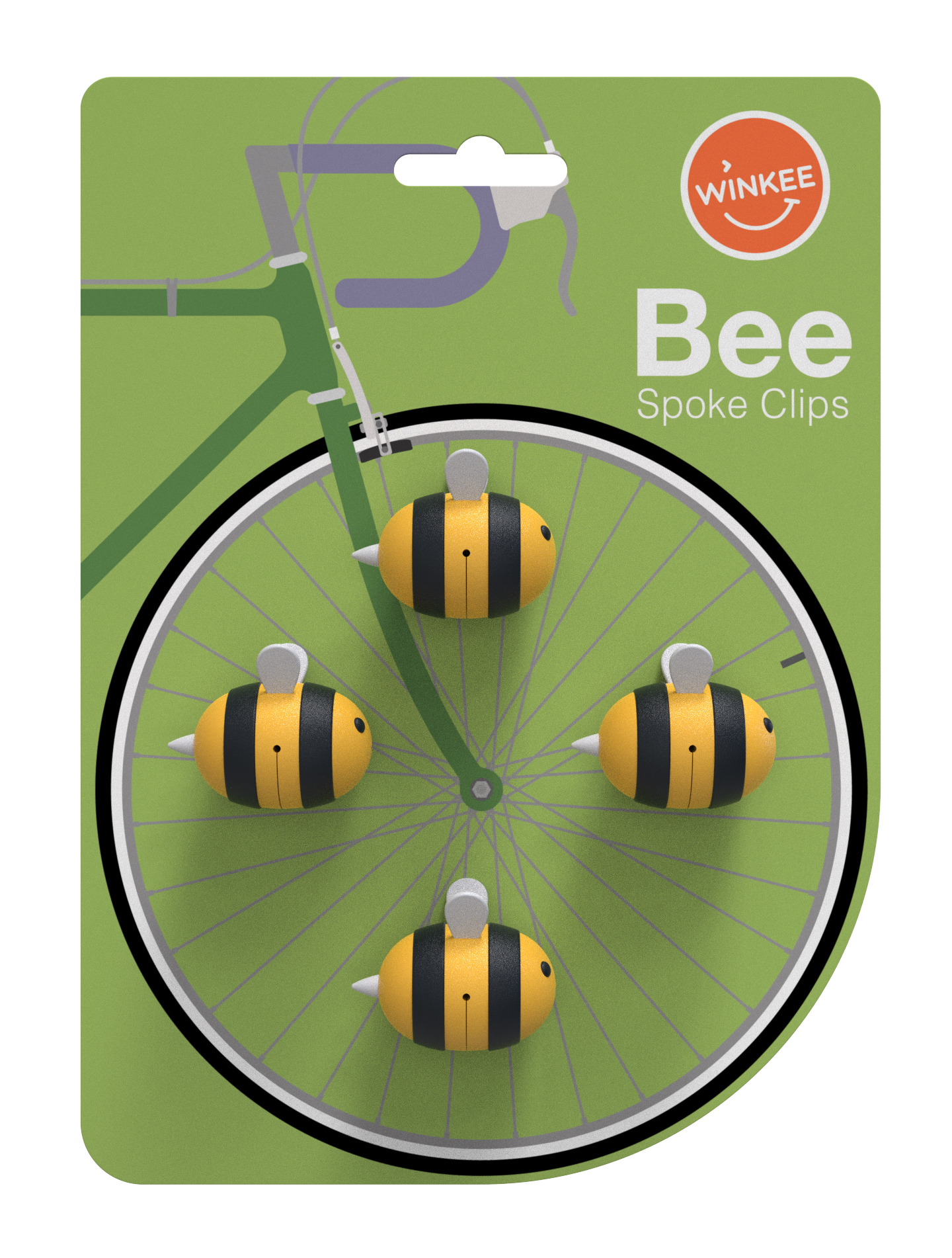 Fahrradspeichen dekoriert mit Clips in Bienenoptik. Machen jedes Fahrrad individuell.