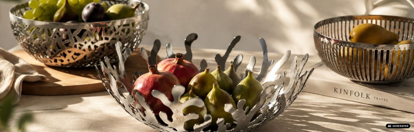 Das Bild zeigt eine Obstschale. Verschiedene Früchte oder Obstschalen könnten darauf abgebildet sein.