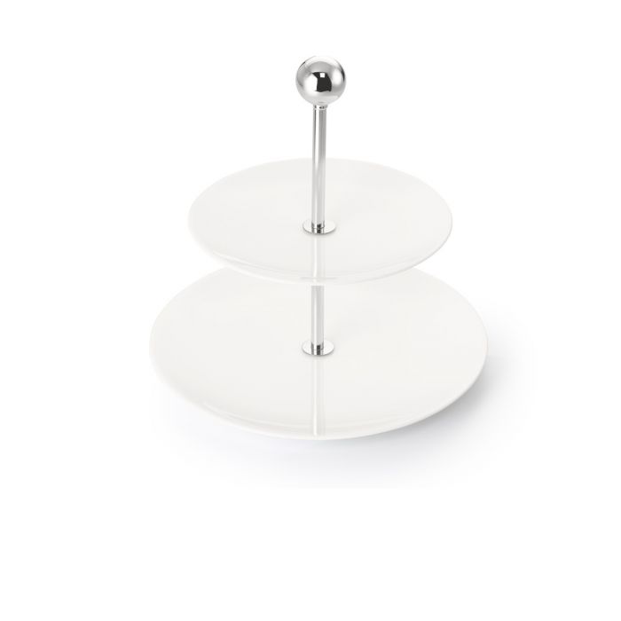 Dies ist eine zwei­teilige Etagere aus der Serie 'Pure' in Weiß mit den Größen 16 und 21 cm. Das Produkt besteht aus Fine Bone China.