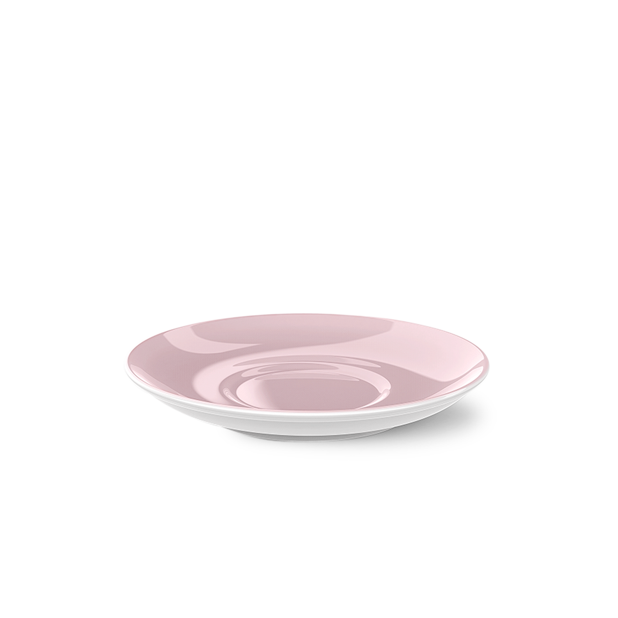 Dies ist eine Kaffee Untertasse in zartrosa Farbe mit einem Durchmesser von 14,5 cm. Die Untertasse gehört zur Solid Color Kollektion.