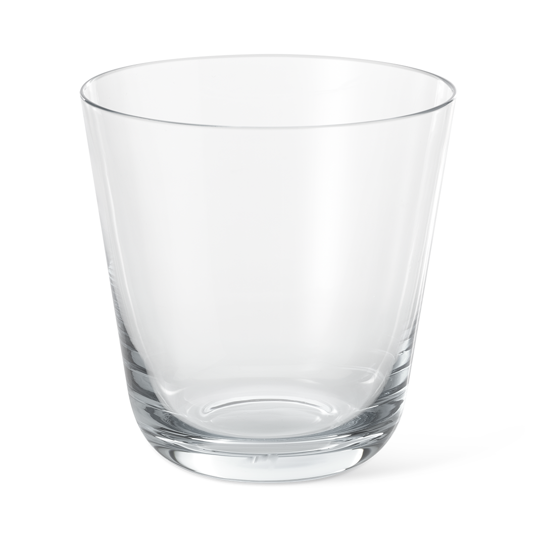Das Bild zeigt ein klares Trinkglas mit einem Fassungsvermögen von 0,25 Litern. Das Glas hat eine schlichte, zylindrische Form und ist durchsichtig.