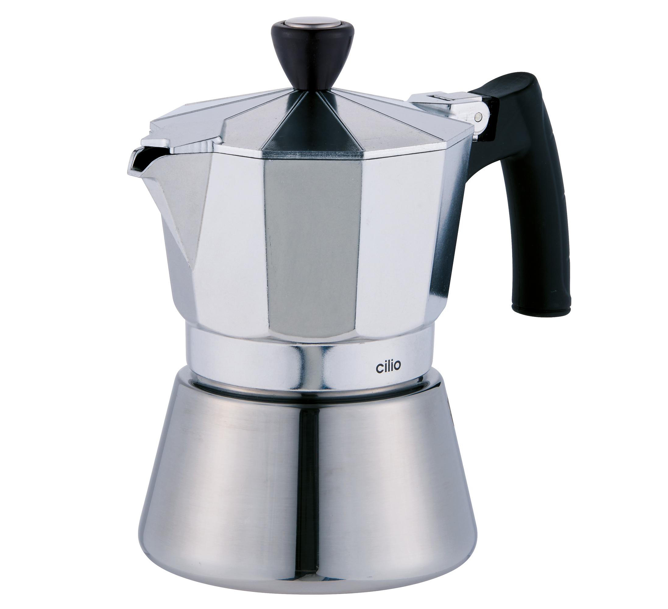 Abgebildet ist der Espressokocher CLASSICO DUO für 3 Tassen, geeignet für Induktion. Mit diesem Gerät lässt sich aromatischer Espresso zubereiten.