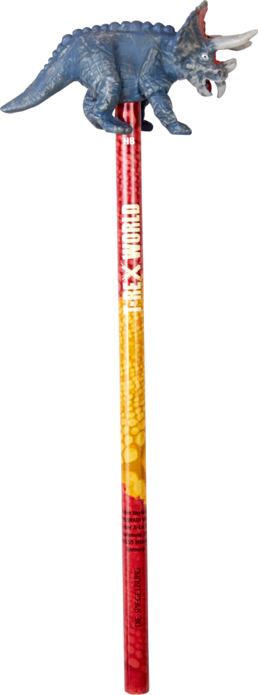 T-Rex World Topper-Bleistift ist auf diesem Bild abgebildet. Es handelt sich um einen lustigen Bleistift mit T-Rex Motiv.